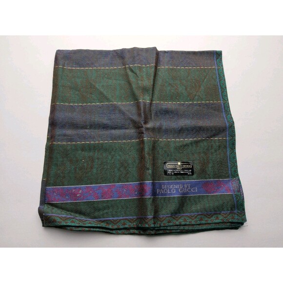 Paolo Gucci Handkerchief Neckerchief Bandana Scarf Pocket Square - Picture 3 of 4